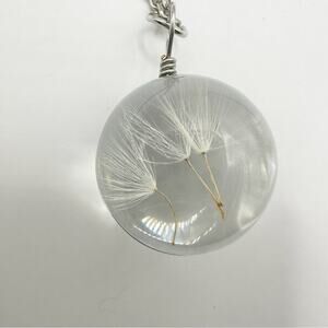 Wish Dandelion Necklace Chain Pendant Seed Fluff Stainless Steel Resin Spring